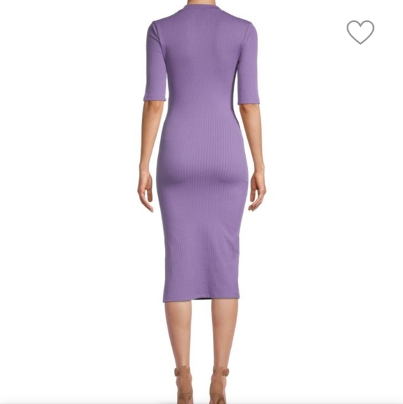 BETSEY JOHNSON Rib-Knit Lace-Up Bodycon Dress in Violet - Picture 4 of 13